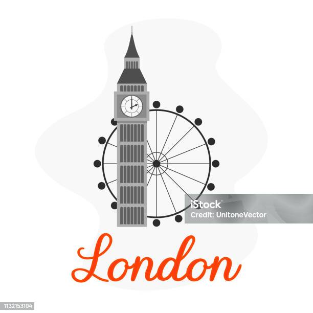 London Tourist Attractions Vector Illustration Stock Illustration - Download Image Now - Millennium Wheel, Big Ben, Cartoon