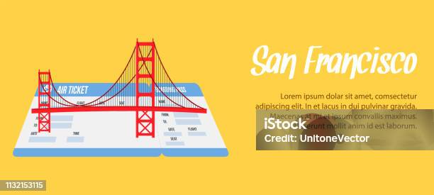 San Francisco Vector Banner Poster With Copyspace Stock Illustration - Download Image Now - Airplane, Airplane Ticket, Architecture