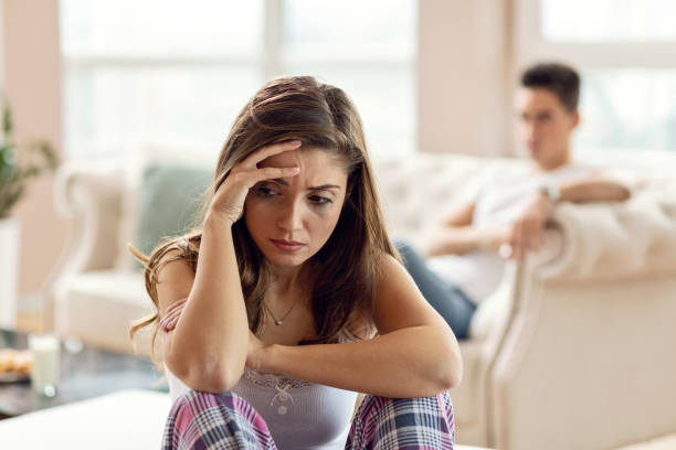istock Young sad woman with smudged make-up thinking about relationship difficulties she has. 1132154979