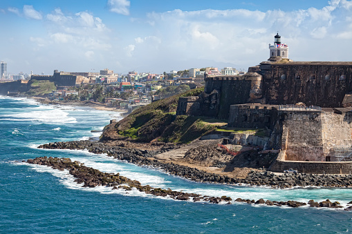 El Morro Castle and lighthouse at sunset, Old San Juan, Puerto Rico