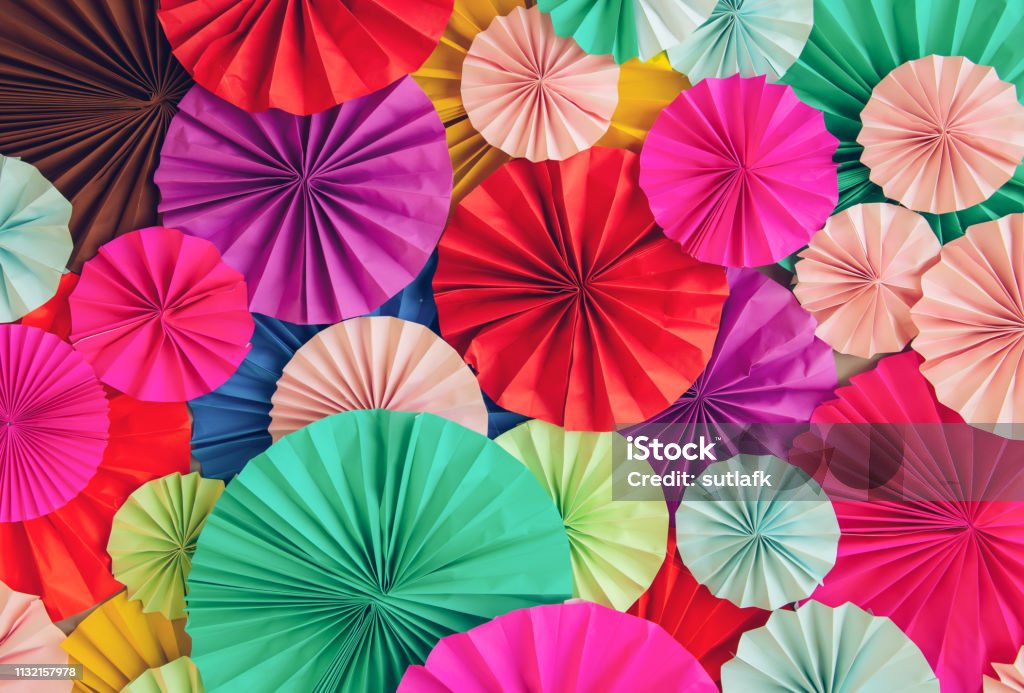 Abstract of beautiful colorful paper filigree strips folded for background Abstract Stock Photo