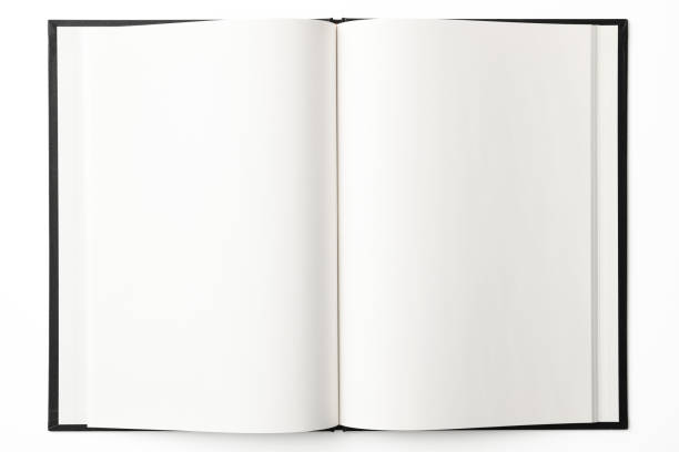 白い背景に開いた白紙の本の孤立したショット - white pages ストックフォトと画像