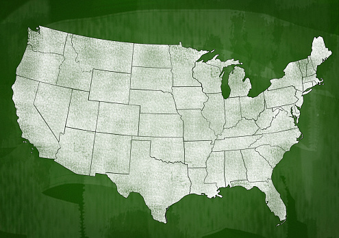 USA map on Green board (Click for more)