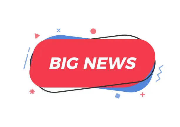 Vector illustration of Big News text in trendy geometric shape. Vector element for announcements, breaking news, newspaper, television, social media, business, marketing, promotions