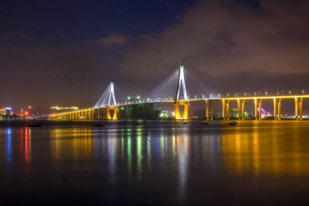istock Traffic Bridges over the water at sunrise and sunset. 1132167140
