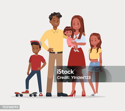 istock Happy family father mother and child character vector design 1132168293