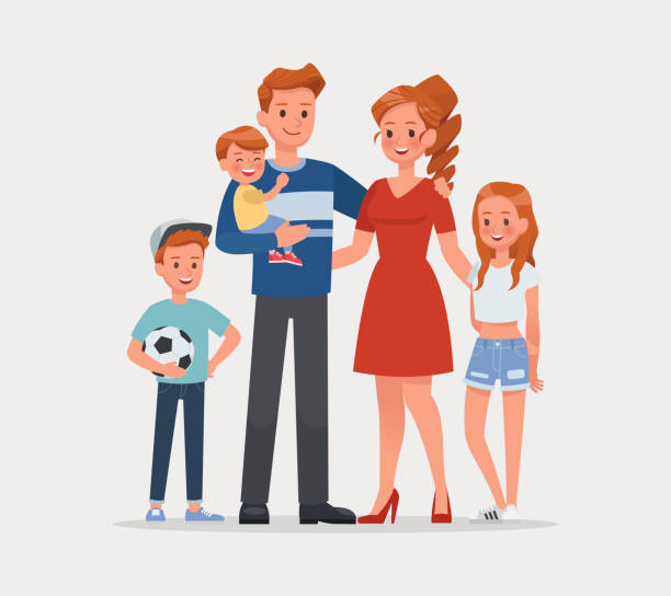 Happy family father mother and child character vector design Happy family father mother and child character vector design happy family stock illustrations