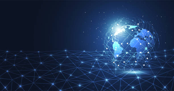istock Global network connection. World map point and line composition concept of global business. Vector Illustration 1132168378