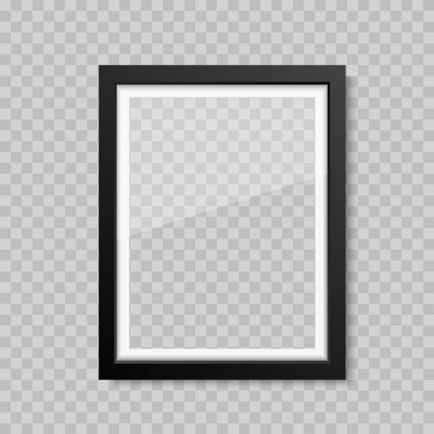 realistyczny pusty szklany obraz lub ramka na zdjęcia. wektor - blank frame stock illustrations