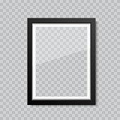 istock Realistic blank glass picture or photograph frame. Vector 1132171072