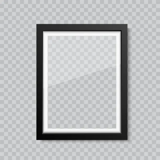 Vector illustration of Realistic blank glass picture or photograph frame. Vector