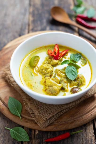 istock Top View Thai food, green curry chicken 1132174611
