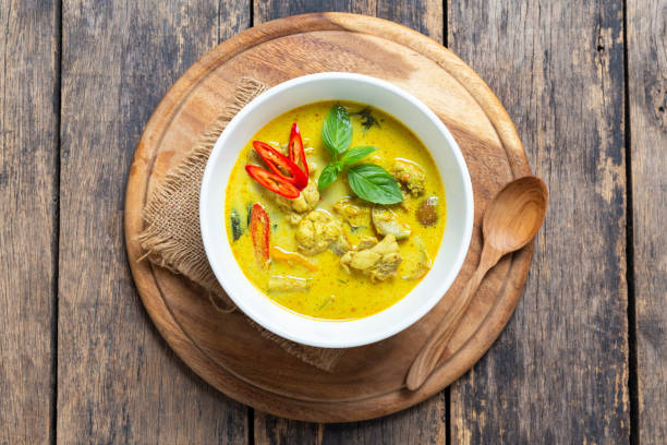 istock Top View Thai food, green curry chicken 1132174620