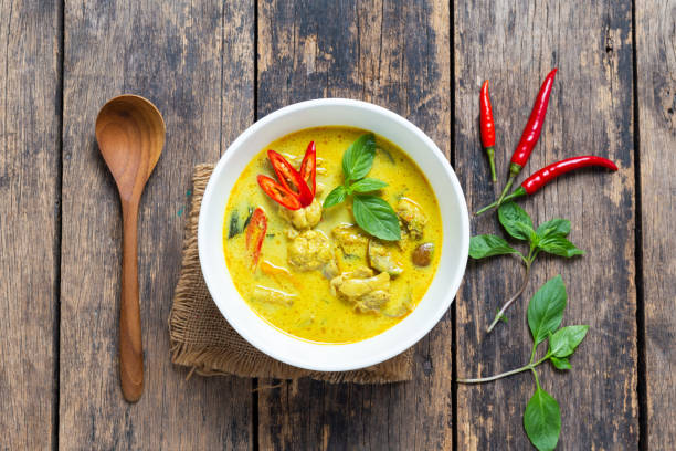 istock Top View Thai food, green curry chicken 1132174633