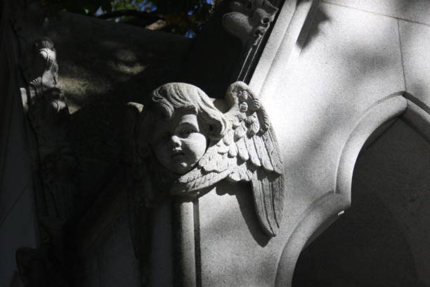 istock grave sculpture cemetery, sky  and trees 1132175807