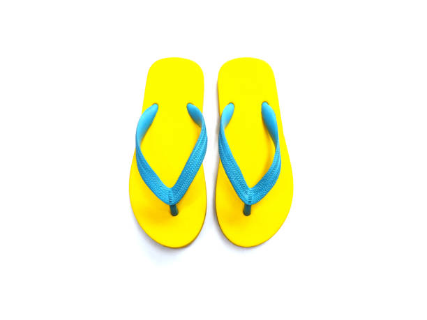 istock yellow and blue rubber flip flop 1132177516