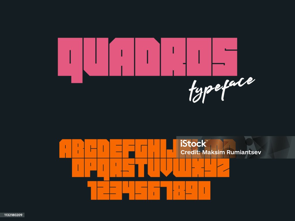 Latin Block Text Vector Square Block Font Latin Alphabet Letters And Numbers Stock ...