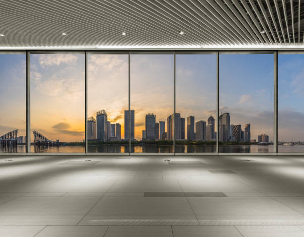 istock Panoramic skyline and buildings in tianjin from glass window 1132185295
