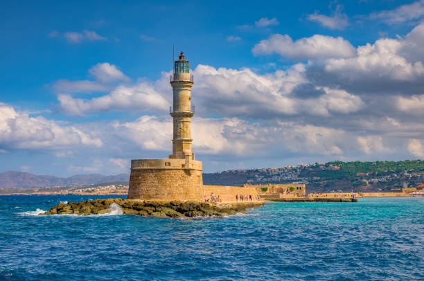 istock lighthouse in the Old Venetian Harbour. Chania Crete Greece 1132190592