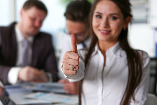istock Female arm show OK or confirm during conference 1132192570