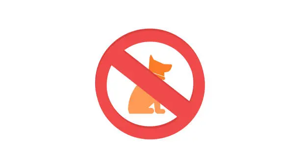 Vector illustration of Prohibition sign stop dog simple icon