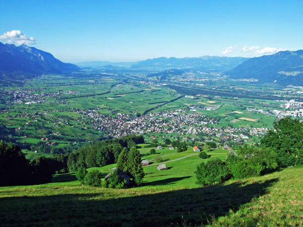 istock View on the river Rhine valley (Rheintal) from the Alviergruppe mountain range 1132197602