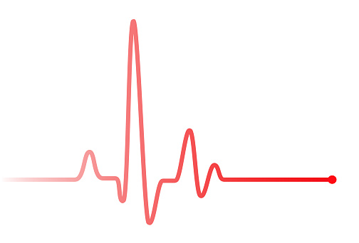 El corazón rojo venció la línea gráfica del pulso en blanco. photo