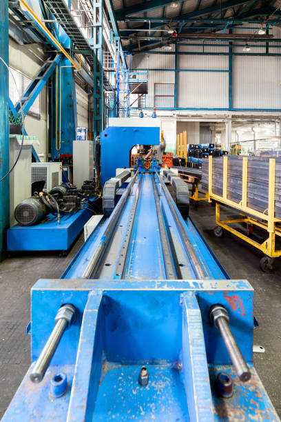 istock Large punching machine for stamping long metal profiles. 1132205847