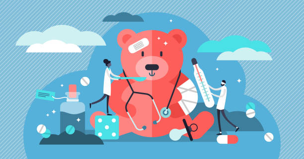 Teddy bear in bandages stock illustration. Illustration of healthcare -  101421815