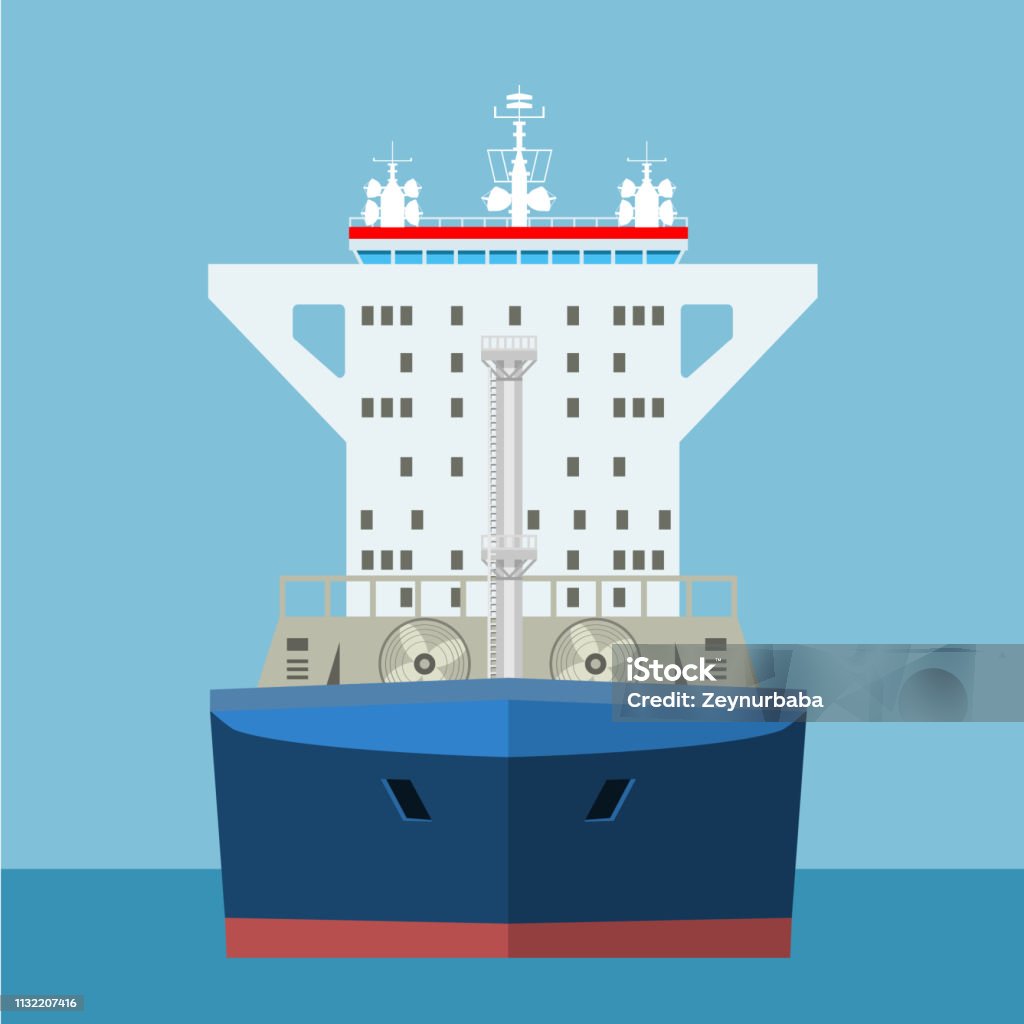 Empty Cargo Container Ship With Front View Freight Transportation ...