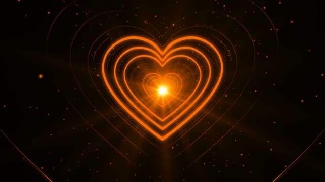 Orange Lovely Looping Abstract Heart Shape Endless