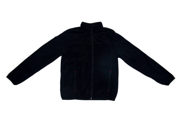 black sweatshirt isolated on white background - fleece coat imagens e fotografias de stock