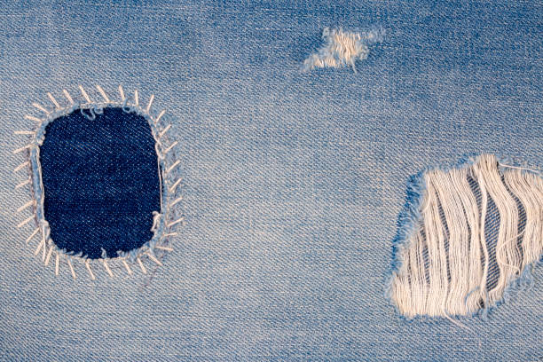 istock Closeup of blank jeans patch on inner side of worn blue denim 1132212130