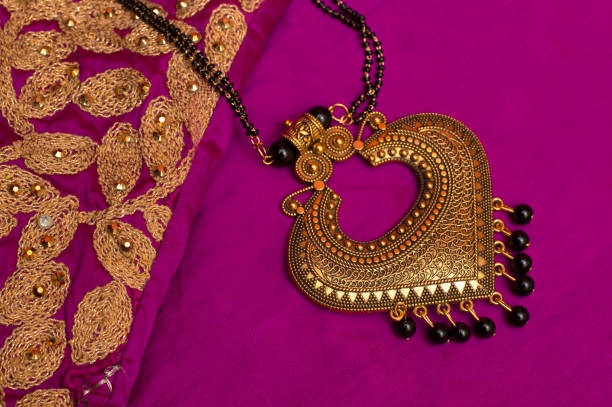 istock Artificial golden temple necklace. 1132212149