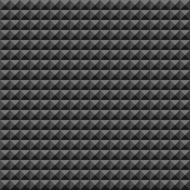 ilustrações de stock, clip art, desenhos animados e ícones de acoustic foam rubber wall pattern, dark seamless background with pyramid and triangle texture for sound studio recording. - seamless padding backgrounds wallpaper