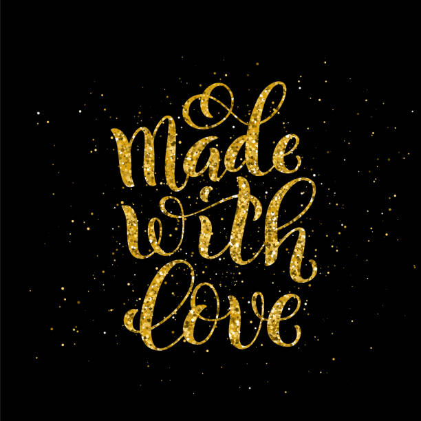 istock Made with love poster with hand-drawn golden lettering, vector 1132213331