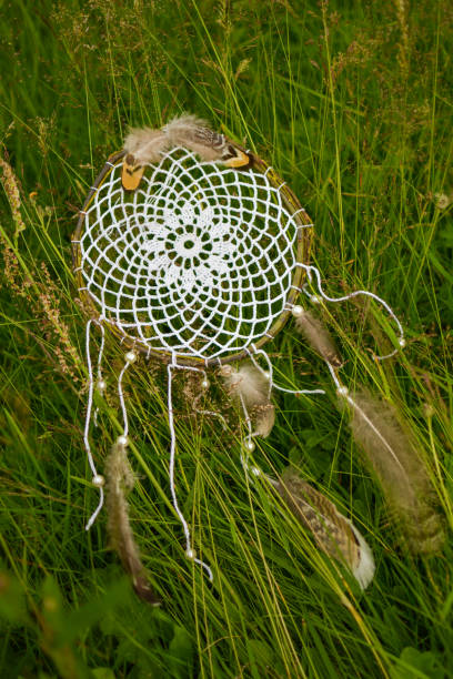 istock Handmade dreamcatcher lies in the grass 1132214919
