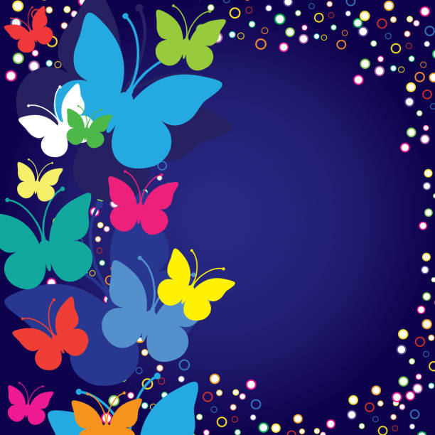 background with butterflies silhouettes vector art illustration