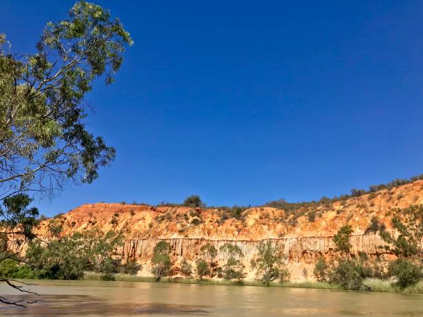 River Murray Colorful Cliffs against Blue Sky River Murray - Renmark - South Australia murray darling basin stock pictures, royalty-free photos & images