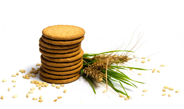 weizen integraler kekse isoliert - cookie sugar oatmeal isolated stock-fotos und bilder