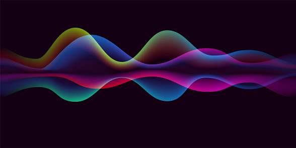 Sound wave or pulse line pattern background. Vector abstract microphone voice or digital music equalizer and technology seamless gradient