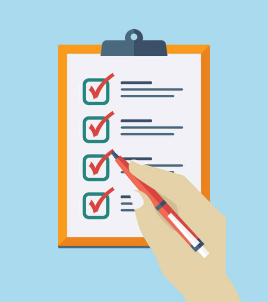sprawdź płaską ikonę listy - checklist clipboard organization document stock illustrations