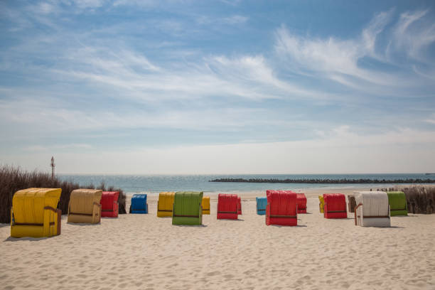 istock Colorful beach chairs on the sandy beach 1132219766