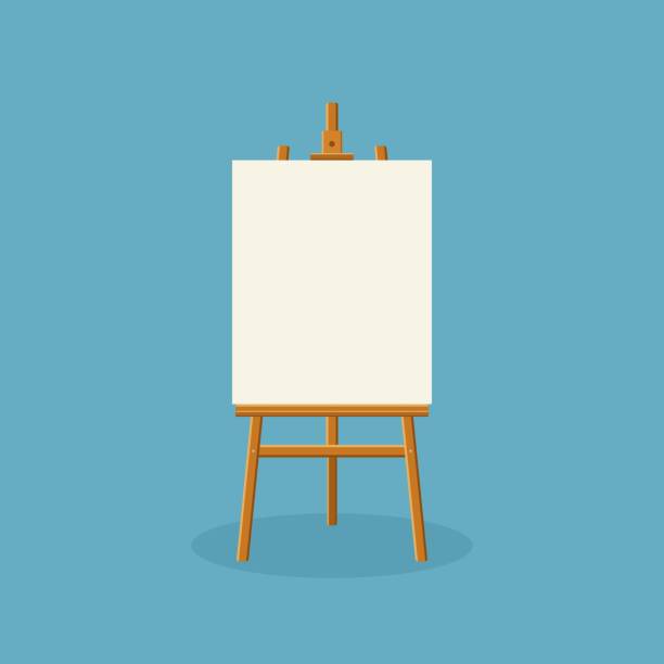 Wood Easel Or Painting Art Board With White Canvas On Blue Background Easel  With Paper Sheets Artwork Blank Poster Mockup Stock Illustration - Download  Image Now - iStock