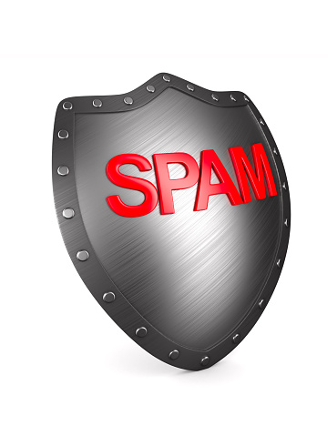 Protection against spam on white background. Isolated 3D illustration.