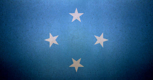 istock Grunge Micronesian flag printed on a paper 1132222427