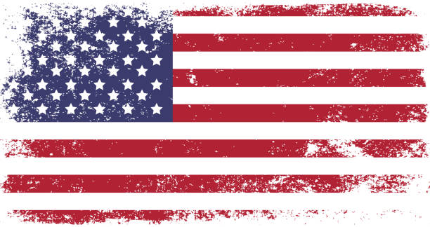 illustrazioni stock, clip art, cartoni animati e icone di tendenza di usa - grungy flag