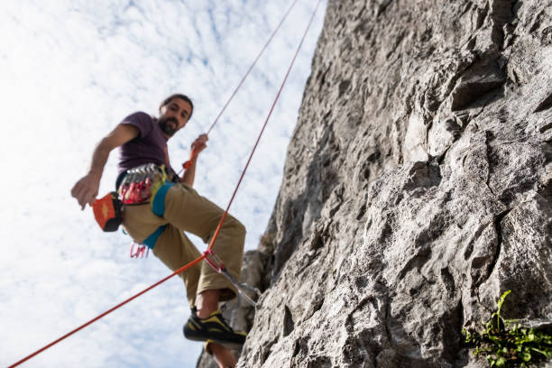 istock Climber trains on the outdoor crag, blurred image 1132225271