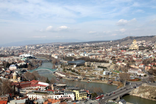 Panoramic View of Tbilisi stock photo