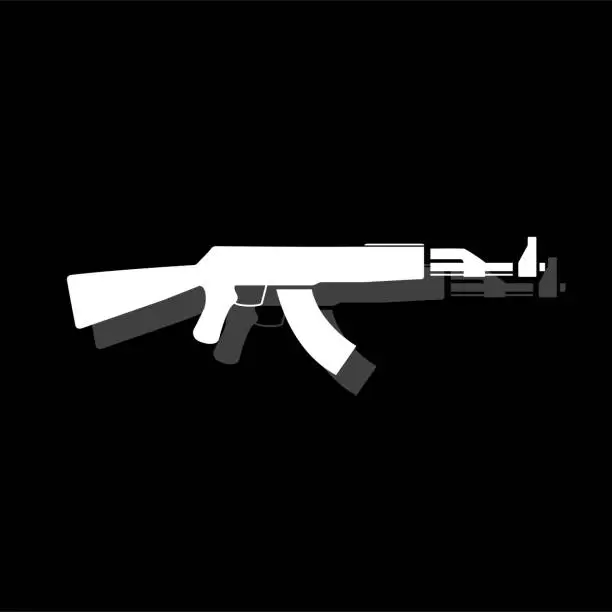 Vector illustration of Assault rifle icon flat